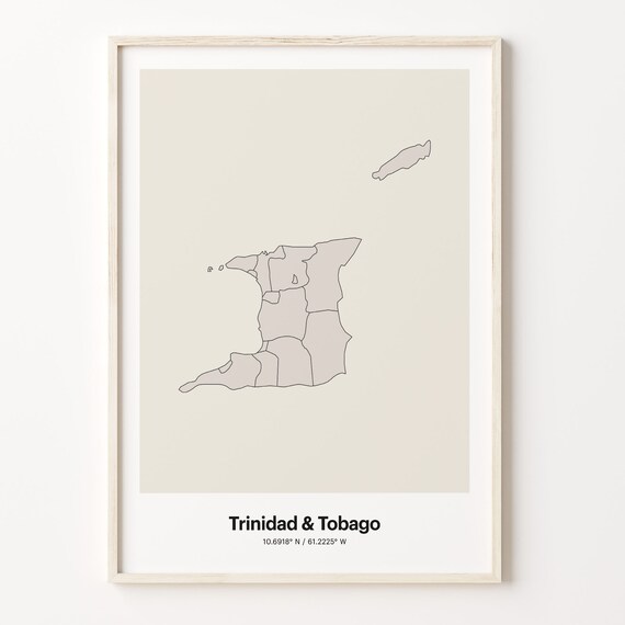 Trinidad and Tobago Minimalist Islands Outline Map Decor Poster