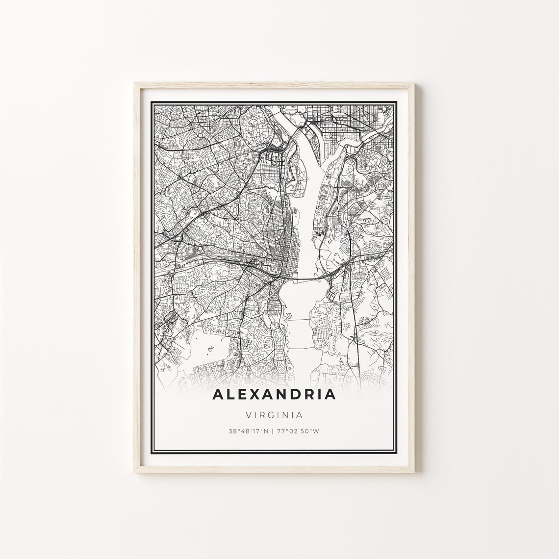 Alexandria Virginia Minimalist Black And White City Map Art Poster