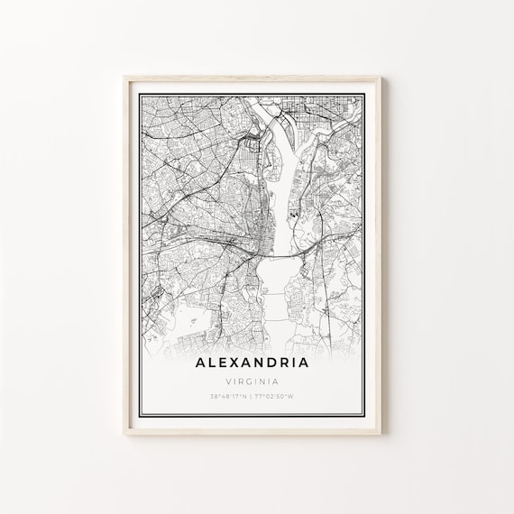 Alexandria Virginia Minimalist Black And White City Map Art Poster