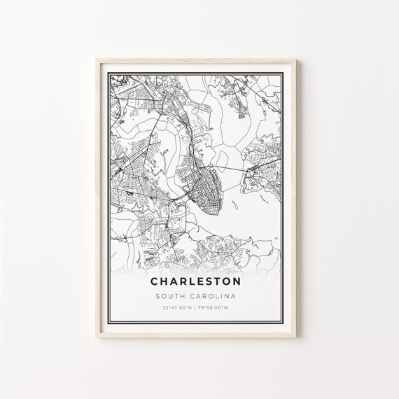 Charleston City Map Art Print, South Carolina
