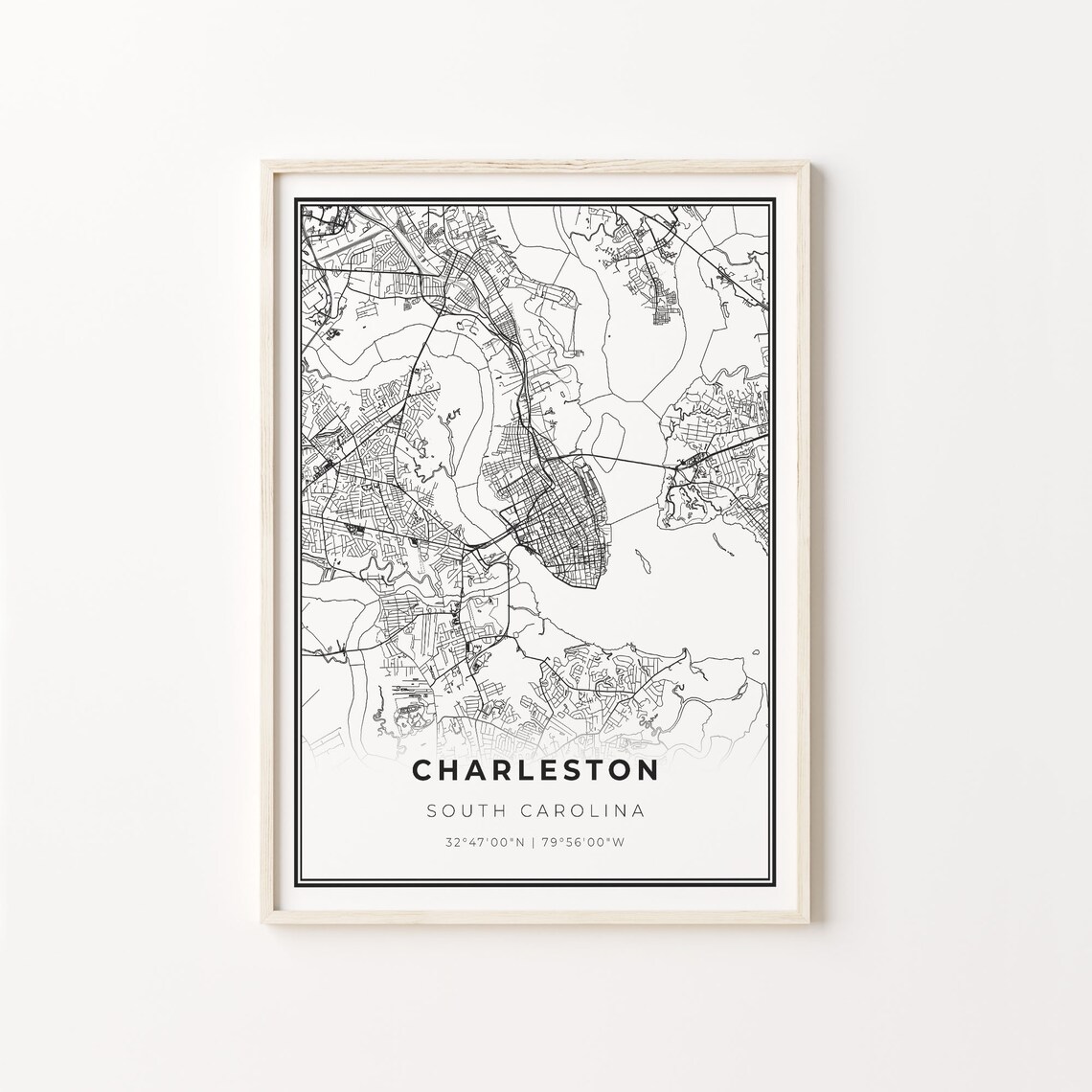 Charleston City Map Art Print, South Carolina