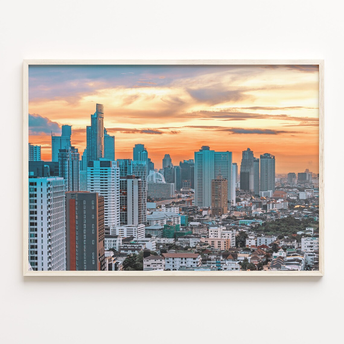 Nairobi Kenya City Skyline Sunset Orange Sky Skyscrapers Photo Poster