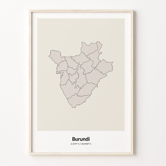 Burundi Minimalist Country Map Line Art Coordinates Wall Poster