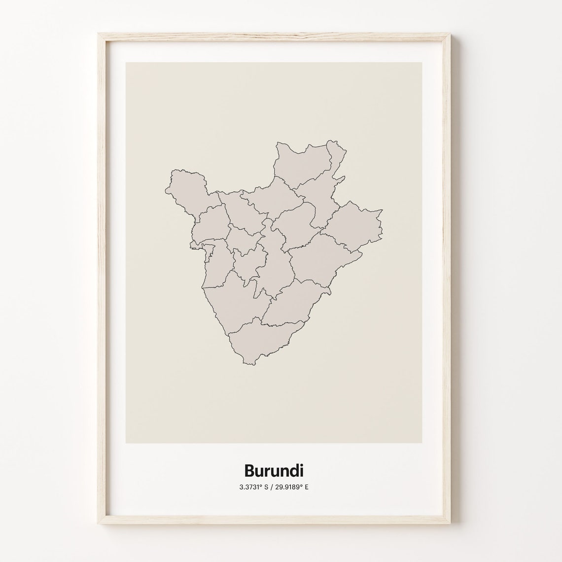 Burundi Minimalist Country Map Line Art Coordinates Wall Poster