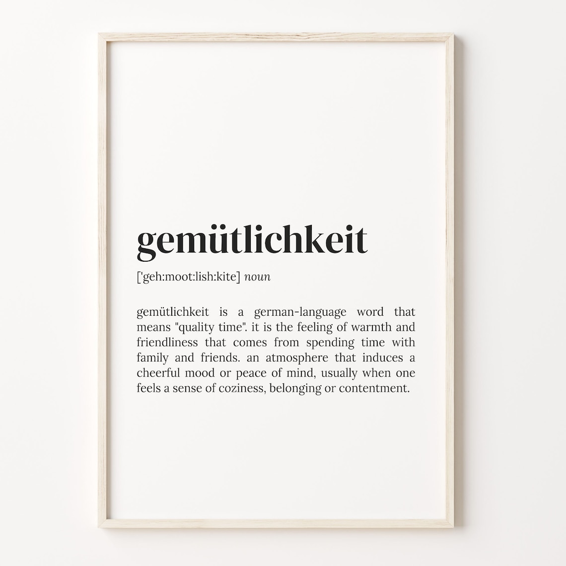 Gemtlichkeit Definition Dictionary Quote Art Print