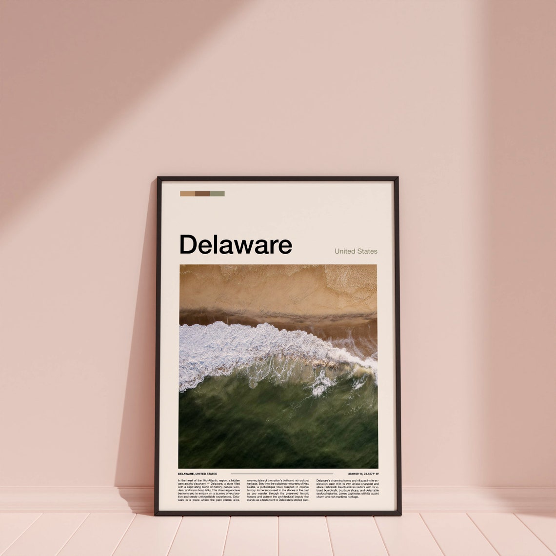 Delaware Atlantic Coast Aerial Ocean Waves Sandy Beach Poster - Image 4