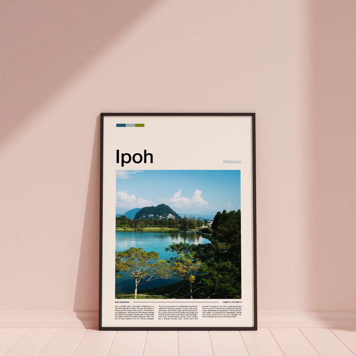 Ipoh Malaysia Lake Limestone Hill Rain Trees Scenic View Poster - Image 4
