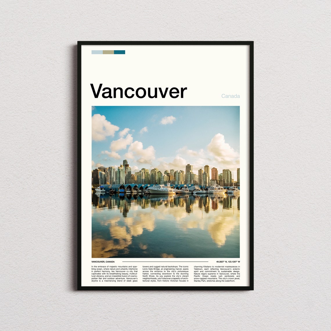 Vancouver Canada Skyline Marina Harbor Water Reflection Poster