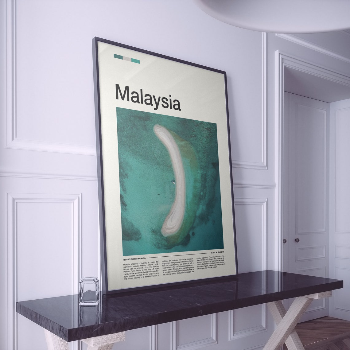 Malaysia Redang Island Aerial Crescent Sandbar Turquoise Poster - Image 2