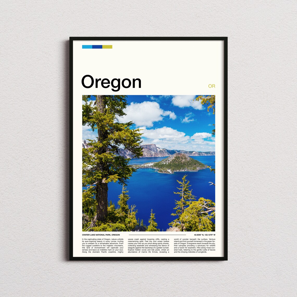 Oregon Crater Lake National Park Wizard Island View Photography Poster