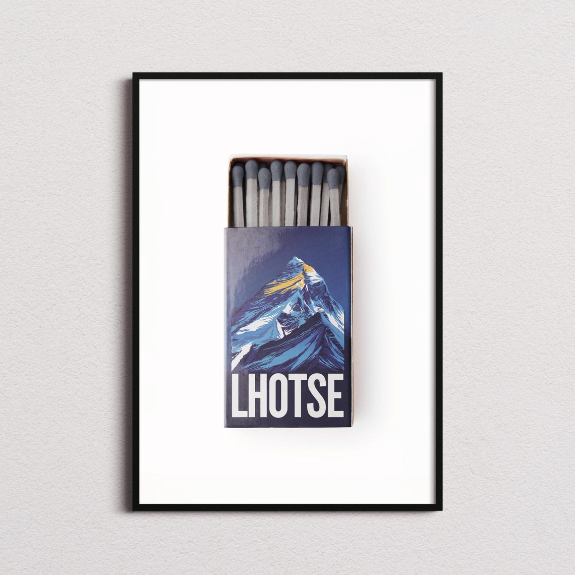 Lhotse Himalayan Peak Matchbox Style Art with Golden Summit Poster