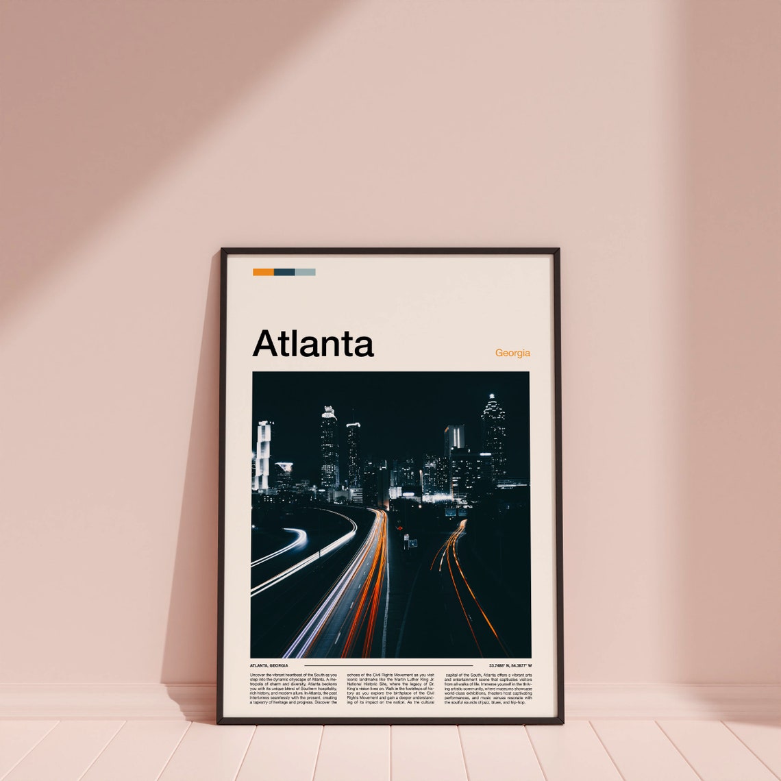 Atlanta Georgia Night Skyline Highway Light Trails City Photo Poster - Image 3