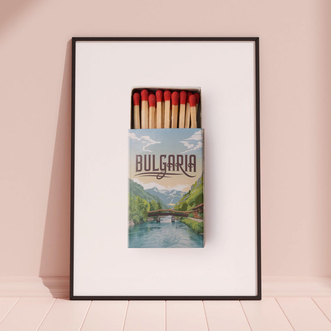 Bulgaria Matchbox River Bridge Mountain Vintage Travel Art Poster - Image 3