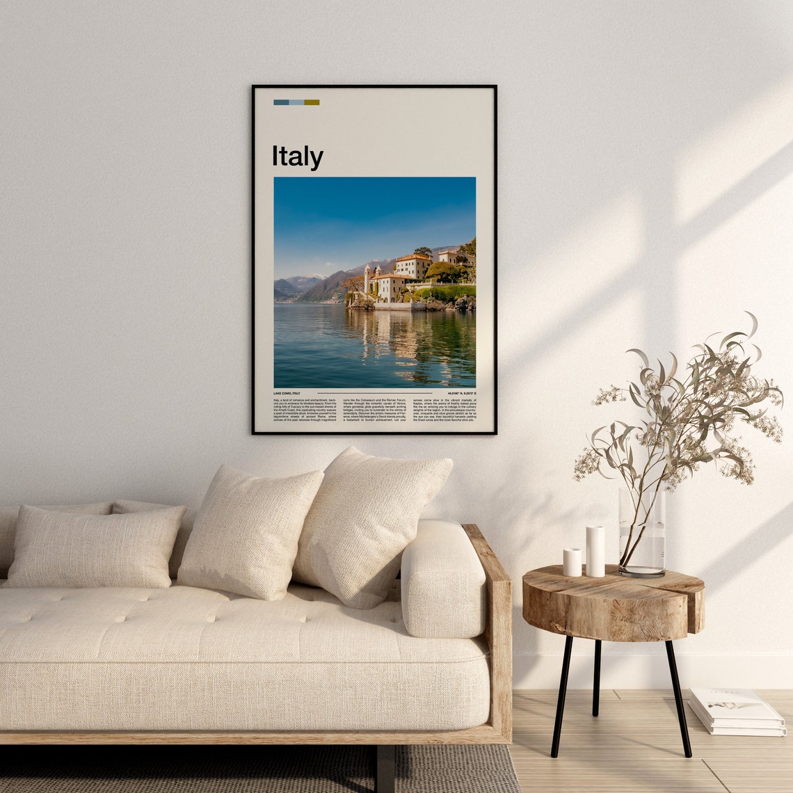 Lake Como Italy Alpine Villa Lakeshore Mountain Reflection Poster - Image 2
