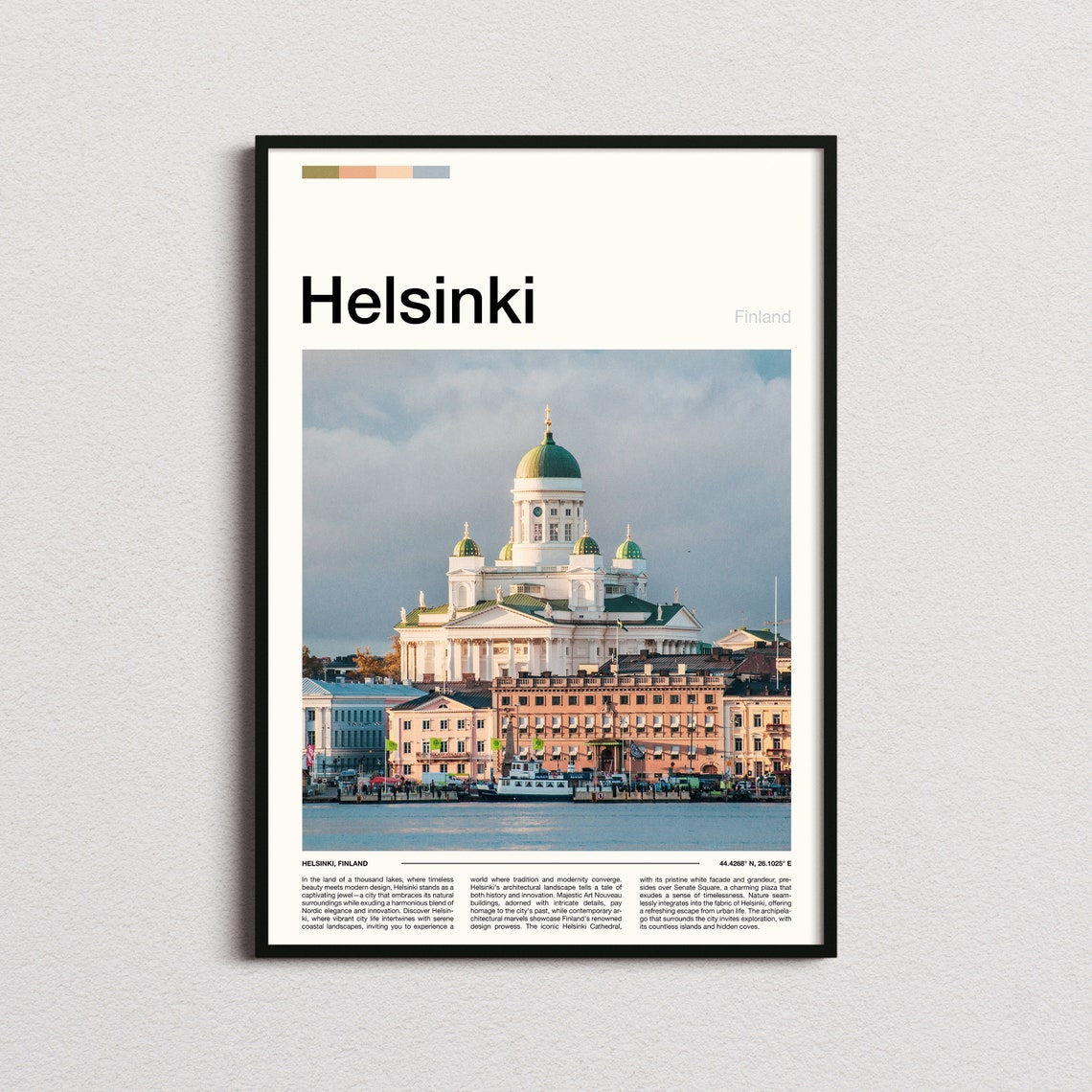 Helsinki Finland Cathedral Green Dome Harbor Waterfront Poster