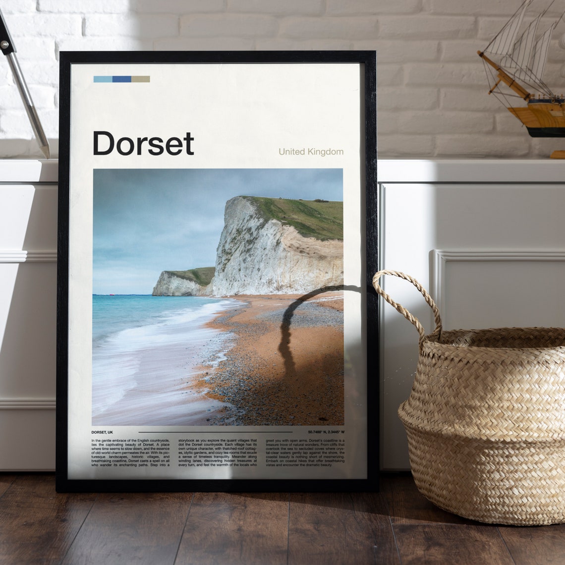 Dorset England Jurassic Coast White Chalk Cliffs Pebble Beach Poster - Image 5