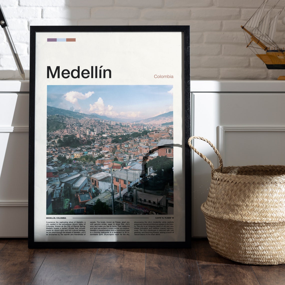 Medellin Colombia City Valley Skyline Urban Landscape Poster - Image 4