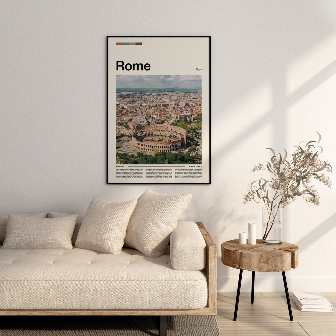 Rome Italy Colosseum Aerial View Ancient City Skyline Travel Poster - Image 2