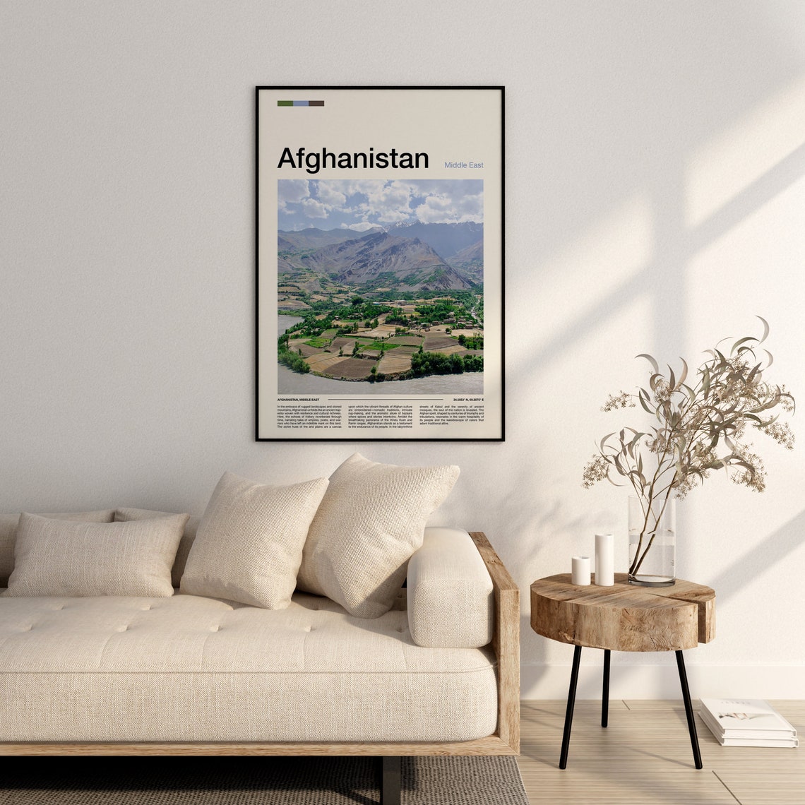 Afghanistan Rugged Mountain Valley Village Terraced Landscape Poster - Image 3