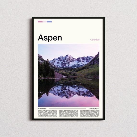 Aspen Print Aspen Poster Aspen Wall Art Colorado Art Print Aspen Photo Ski Resort Print Skiing Prints