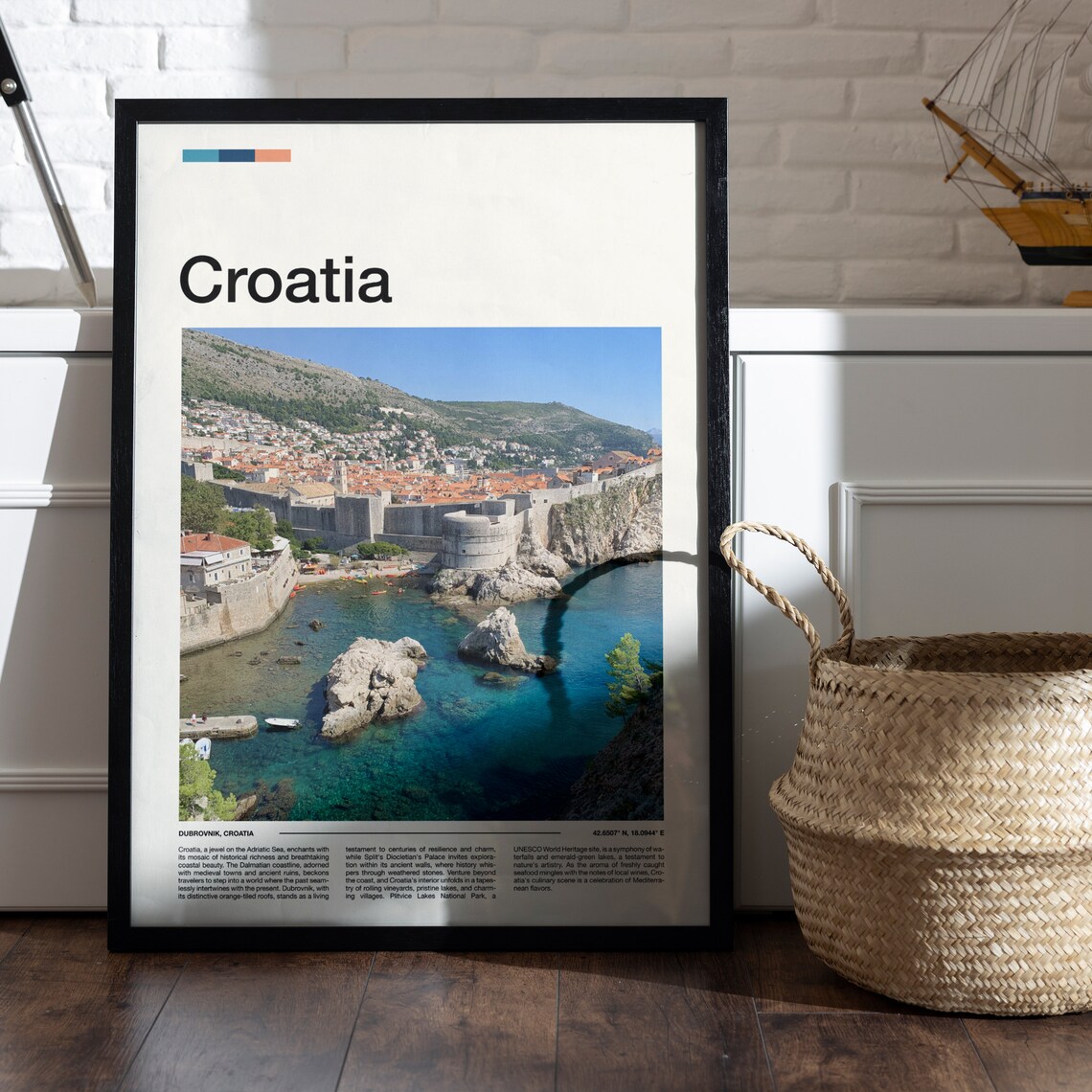 Croatia Dubrovnik Old Town Walls Adriatic Sea Minimalist Photo Poster - Image 5