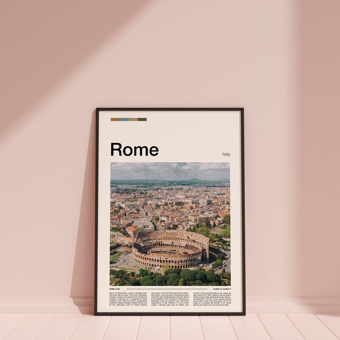 Rome Italy Colosseum Aerial View Ancient City Skyline Travel Poster - Image 3