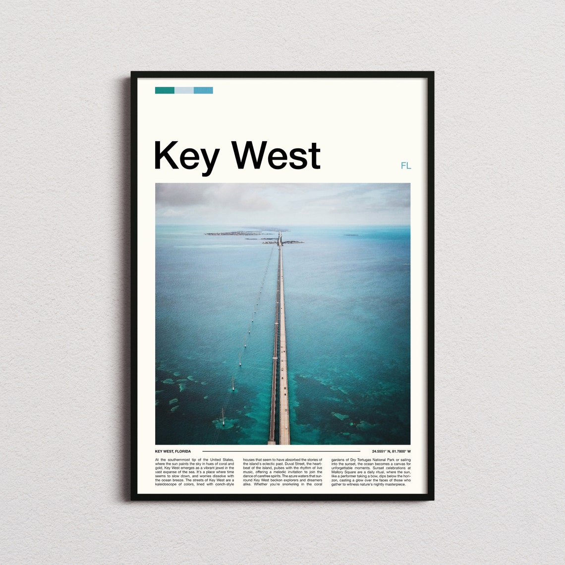 Key West Florida Seven Mile Bridge Aerial Turquoise Ocean Poster
