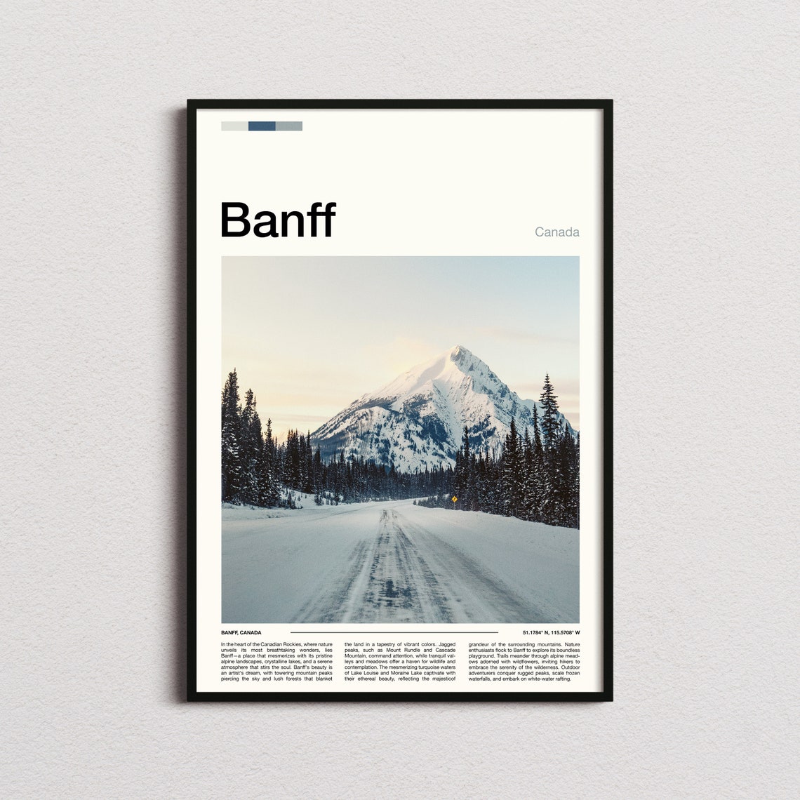 Banff Canada Canadian Rockies Snowy Mountain Road Travel Poster