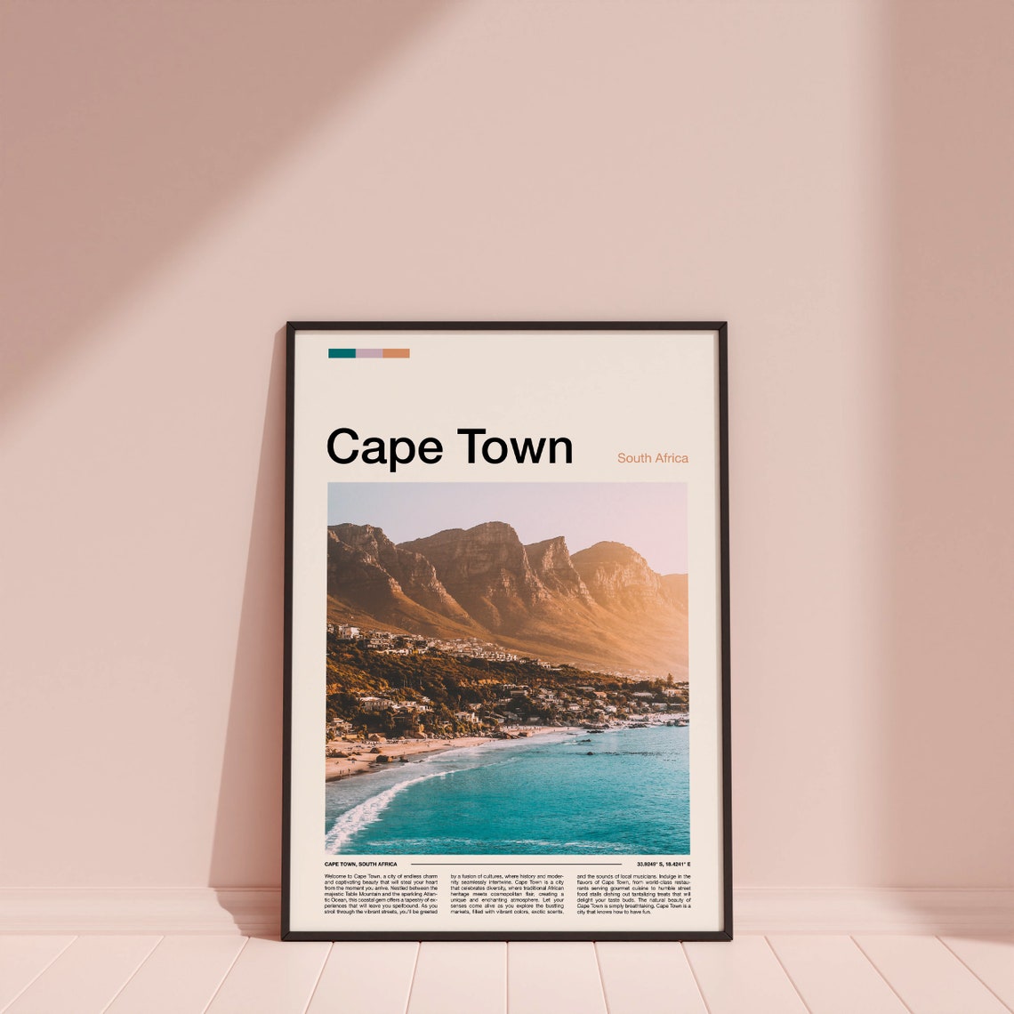 Cape Town South Africa Table Mountain Coastal City View Poster - Image 3