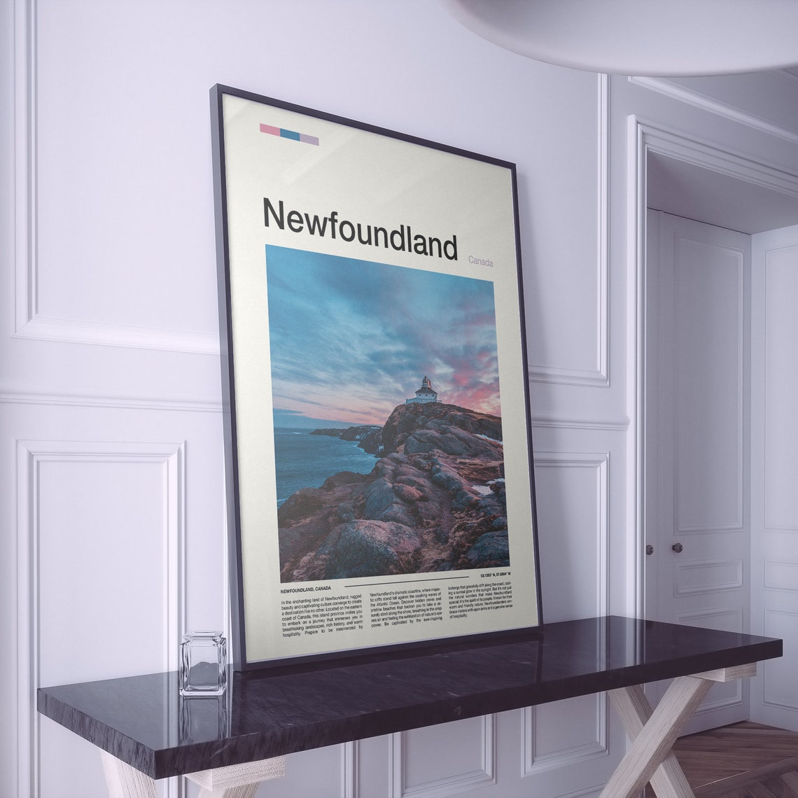Newfoundland Canada Lighthouse Rocky Coast Sunset Ocean Poster - Image 2