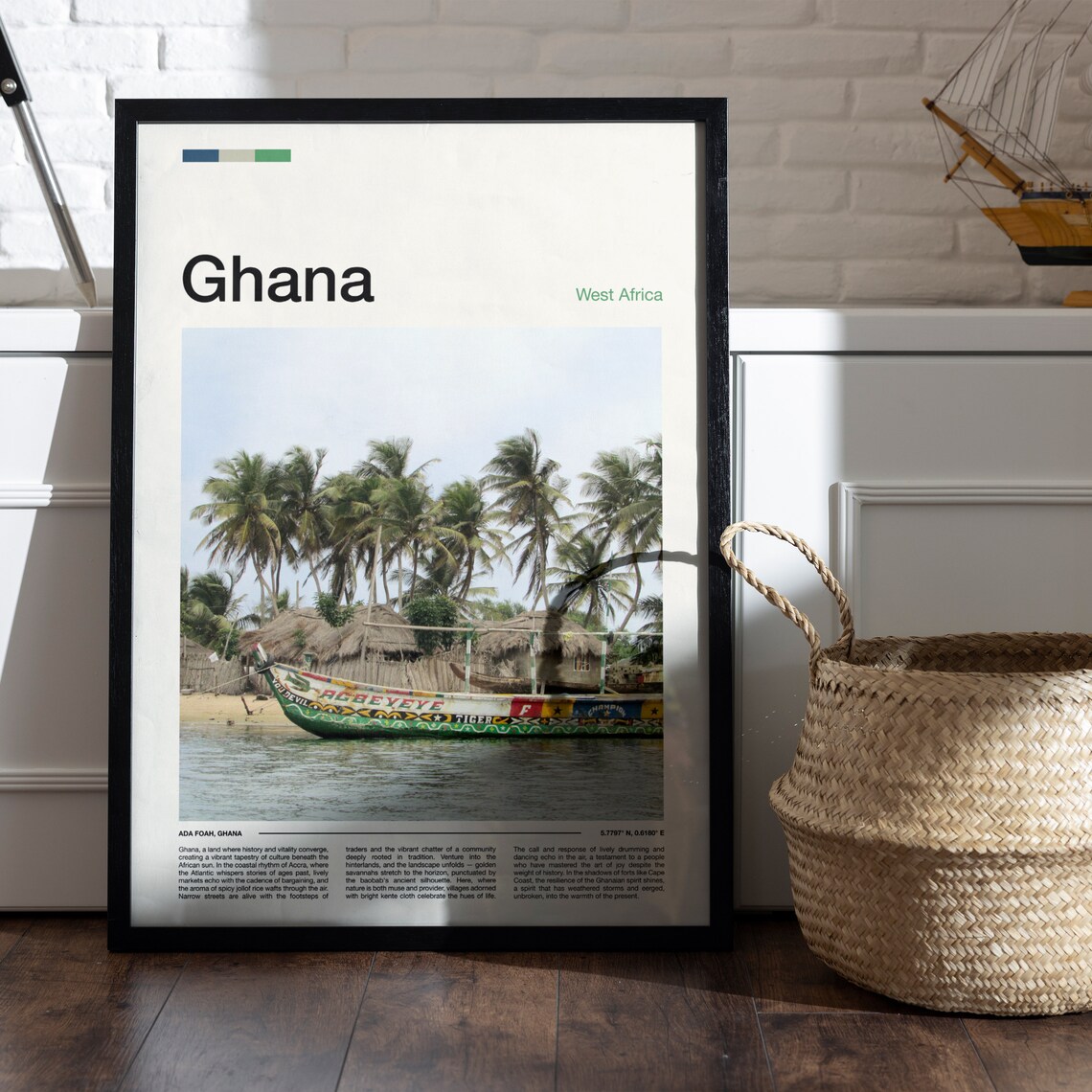 Ghana Ada Foah Painted Fishing Canoe Beach Village Photography Poster - Image 5