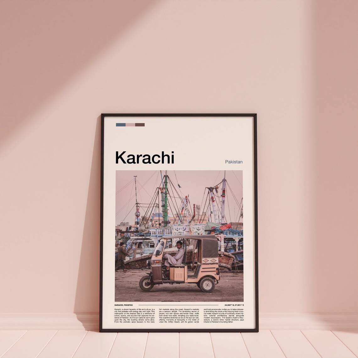 Karachi Pakistan Harbor Boats Tuk Tuk Minimalist Photo Poster - Image 4