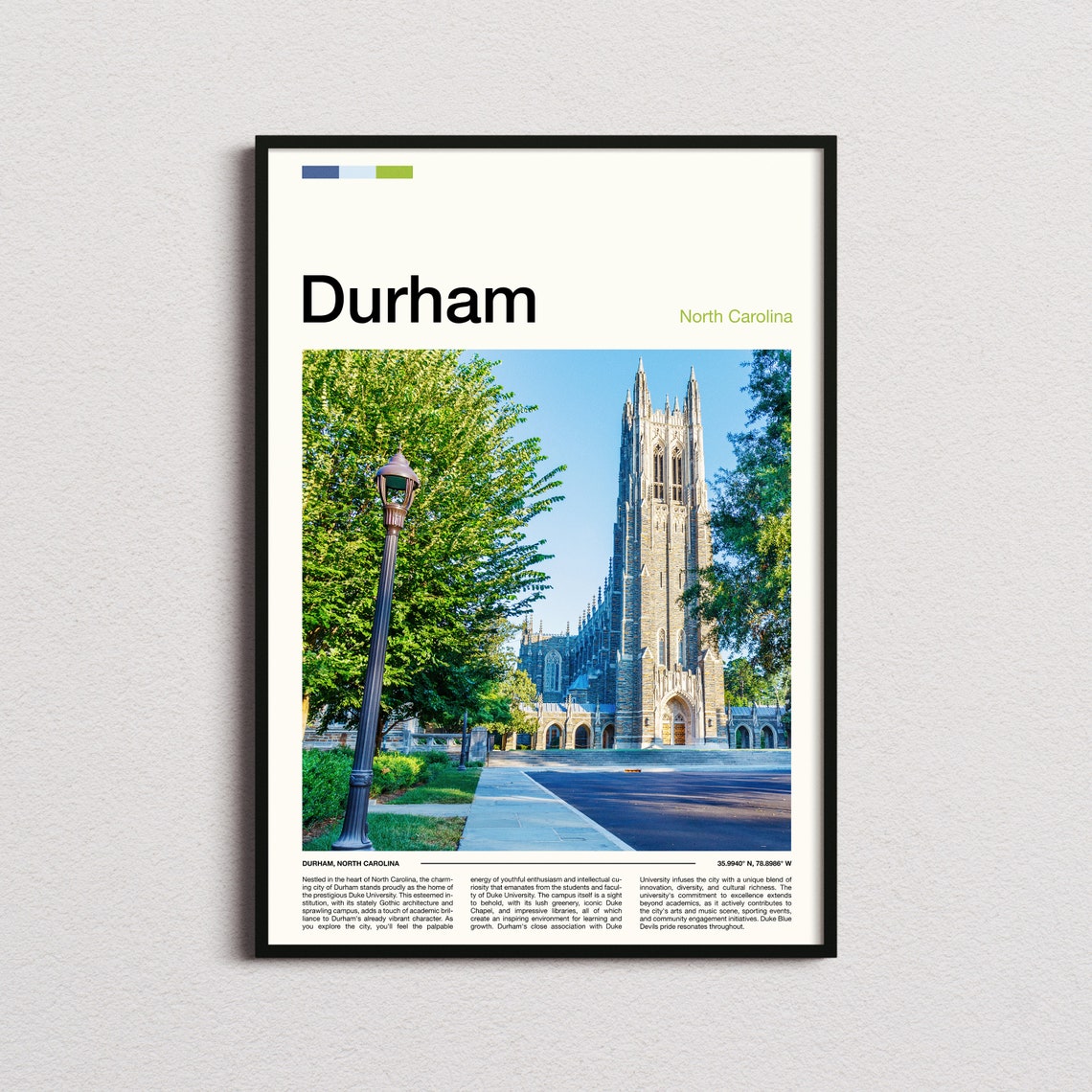 Durham North Carolina Duke Chapel Gothic Architecture Travel Poster