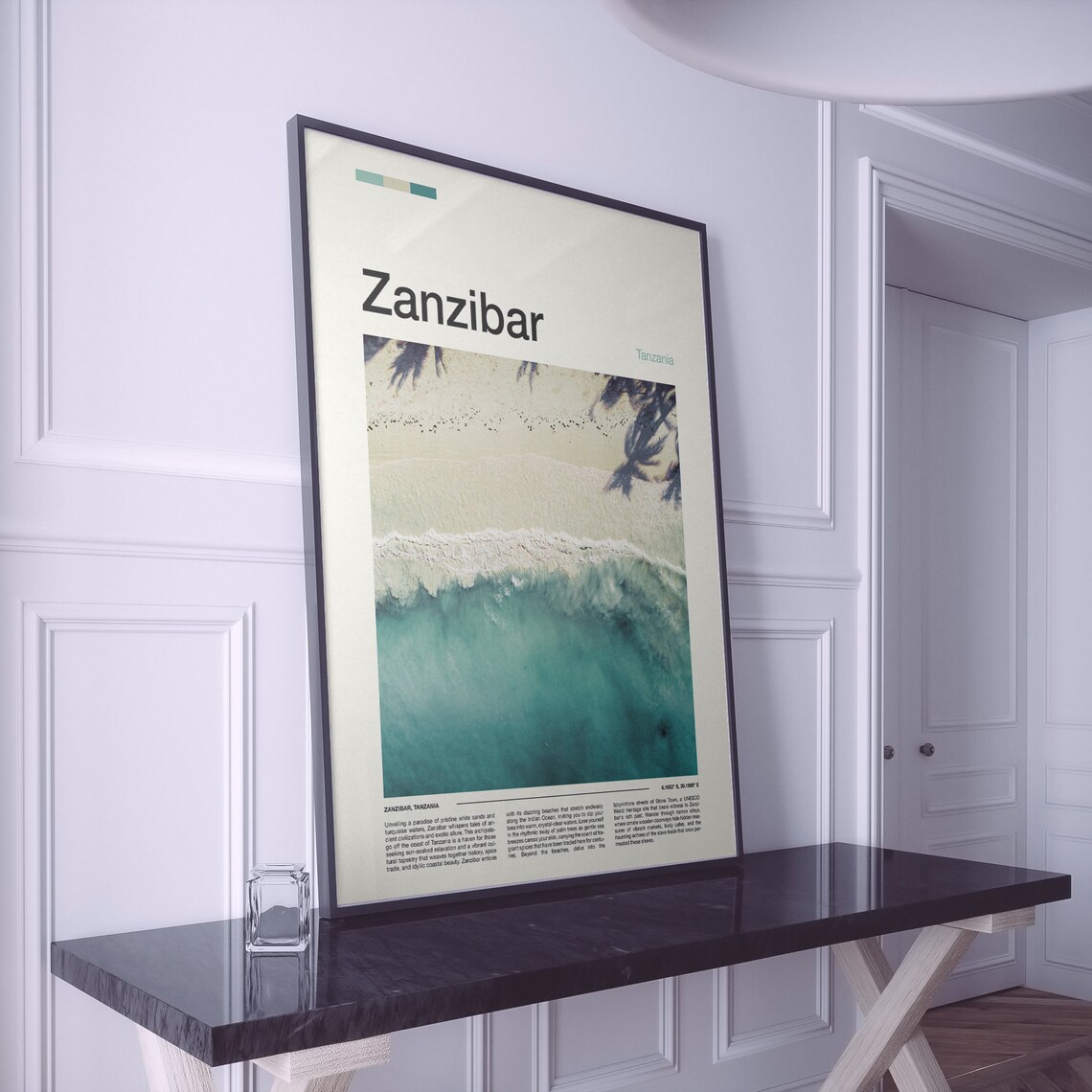 Zanzibar Tanzania Aerial White Sand Beach Teal Ocean Scenic Poster - Image 2