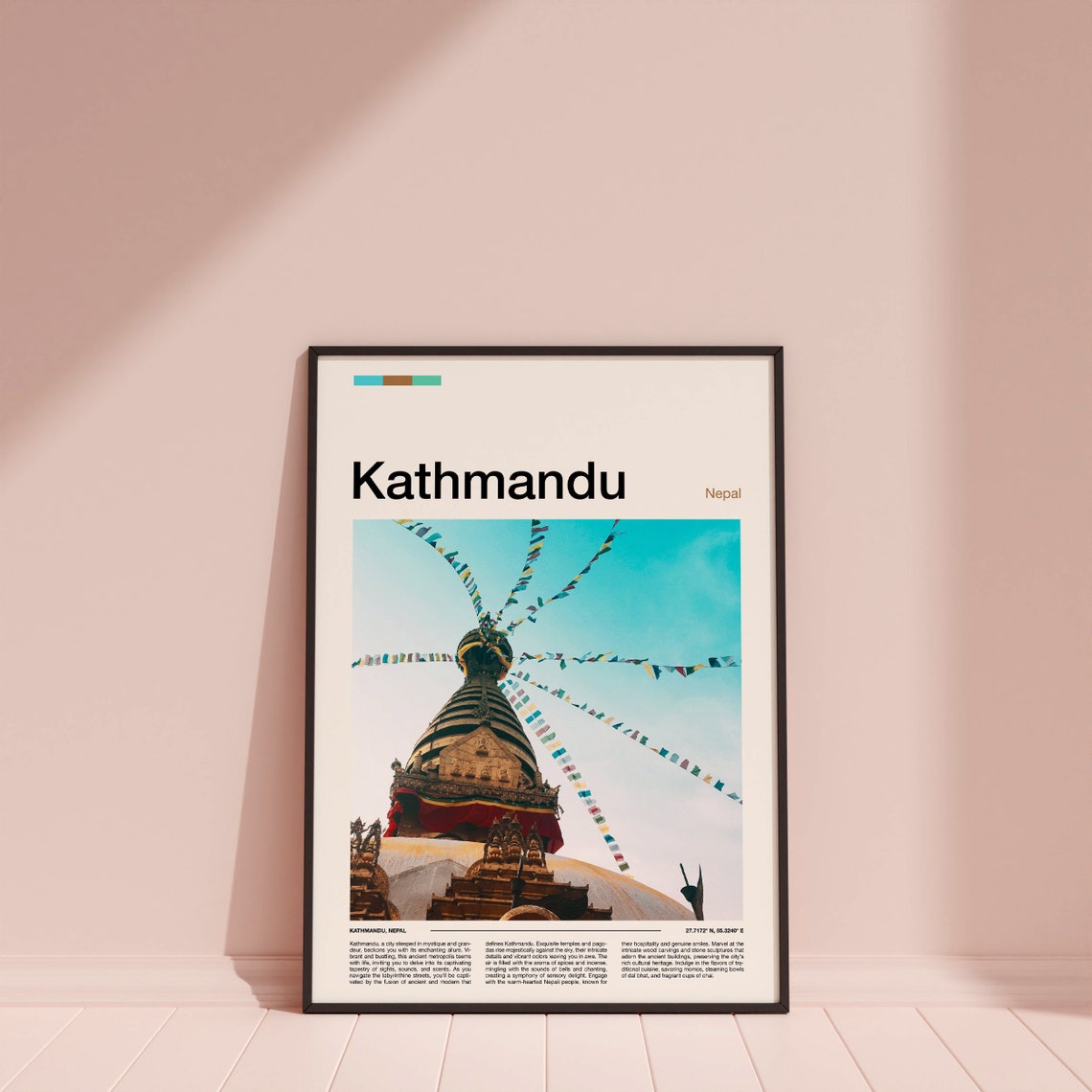 Kathmandu Nepal Boudhanath Stupa Prayer Flags Buddhist Temple Poster - Image 3