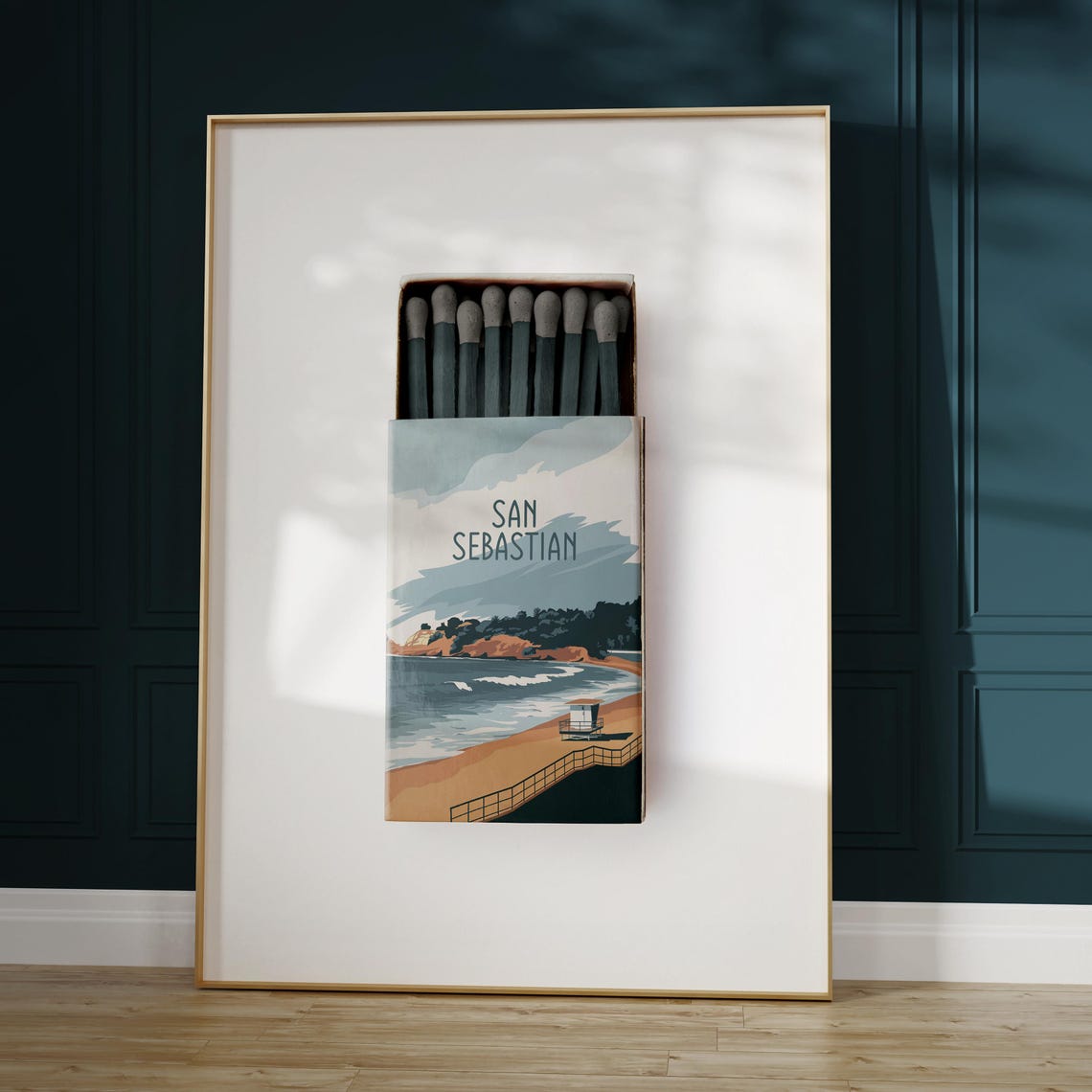 San Sebastian Beach Matchbox Art Lifeguard Tower Waves Poster - Image 5