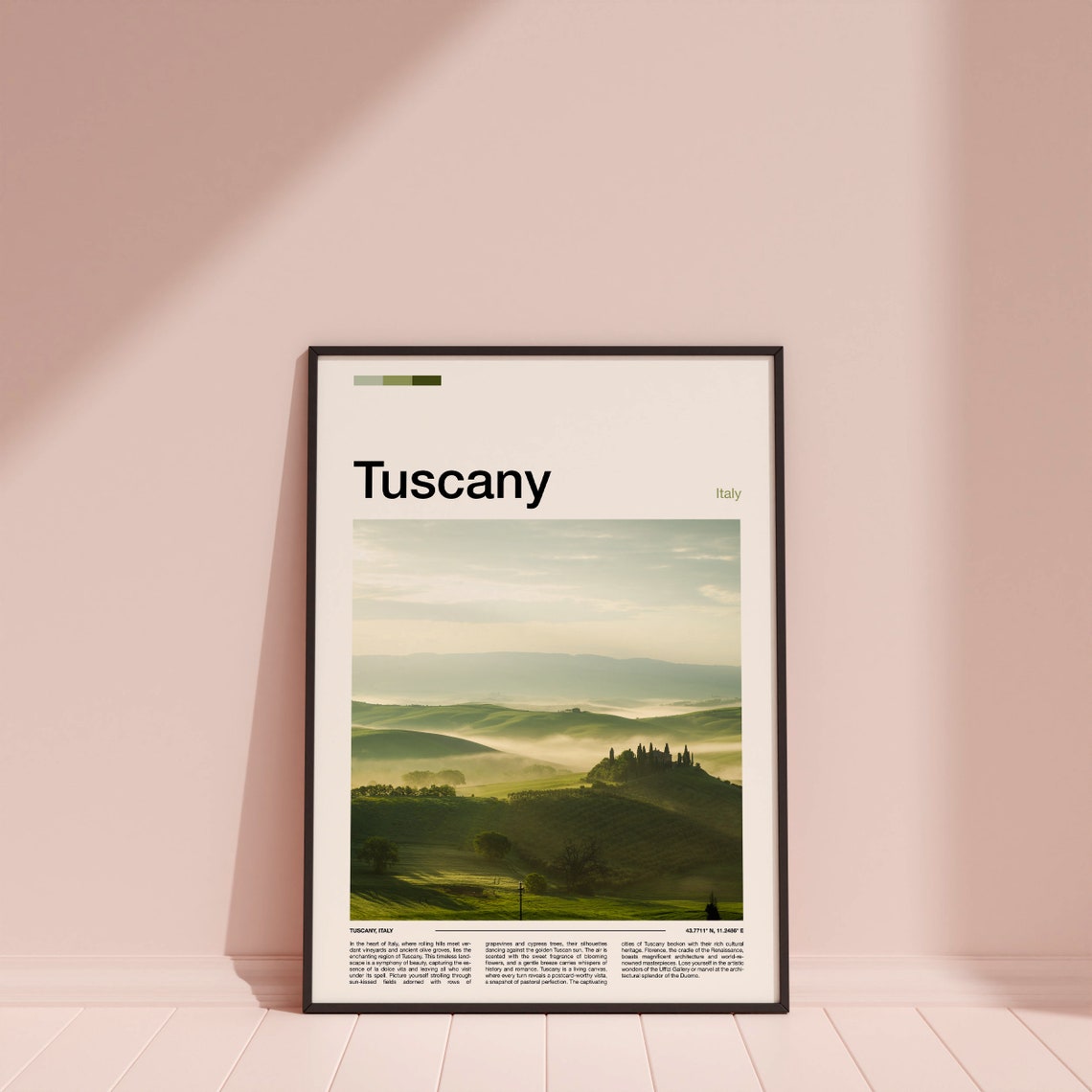 Tuscany Italy Rolling Green Hills Misty Morning Landscape Poster - Image 4