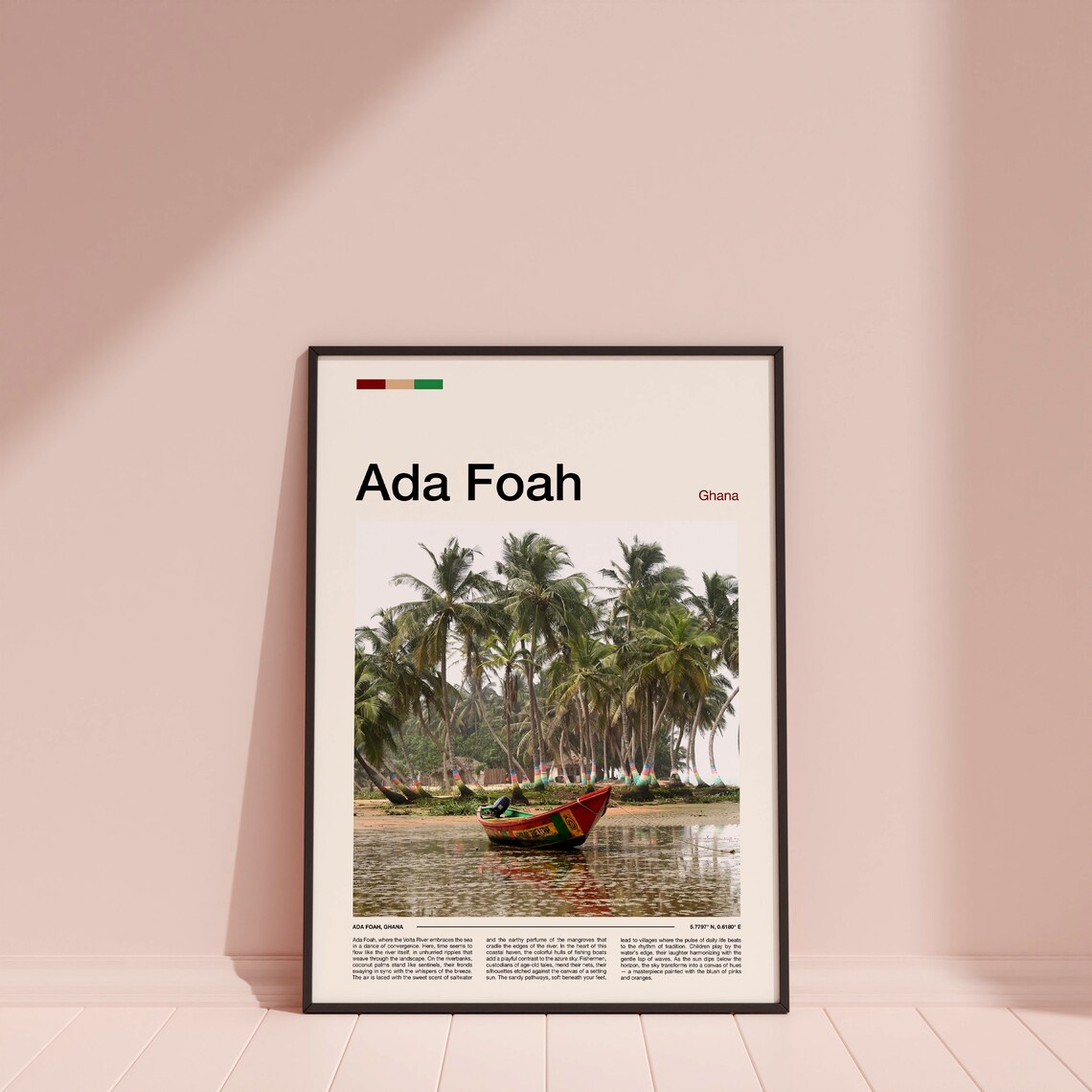 Ada Foah Ghana Painted Fishing Boat River Palms Photo Poster - Image 4