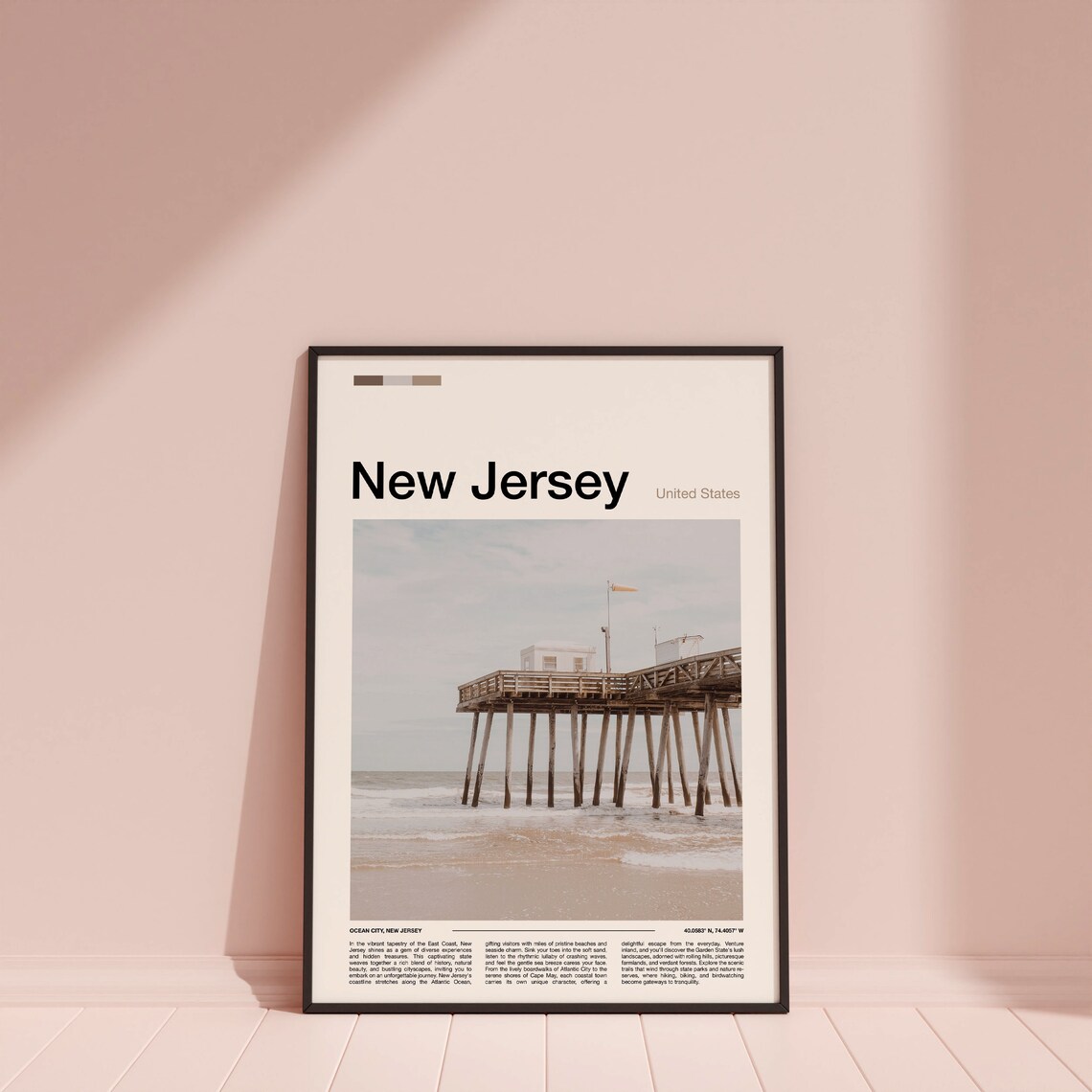 New Jersey Ocean City Fishing Pier Coastal Beach Sunrise Poster - Image 3