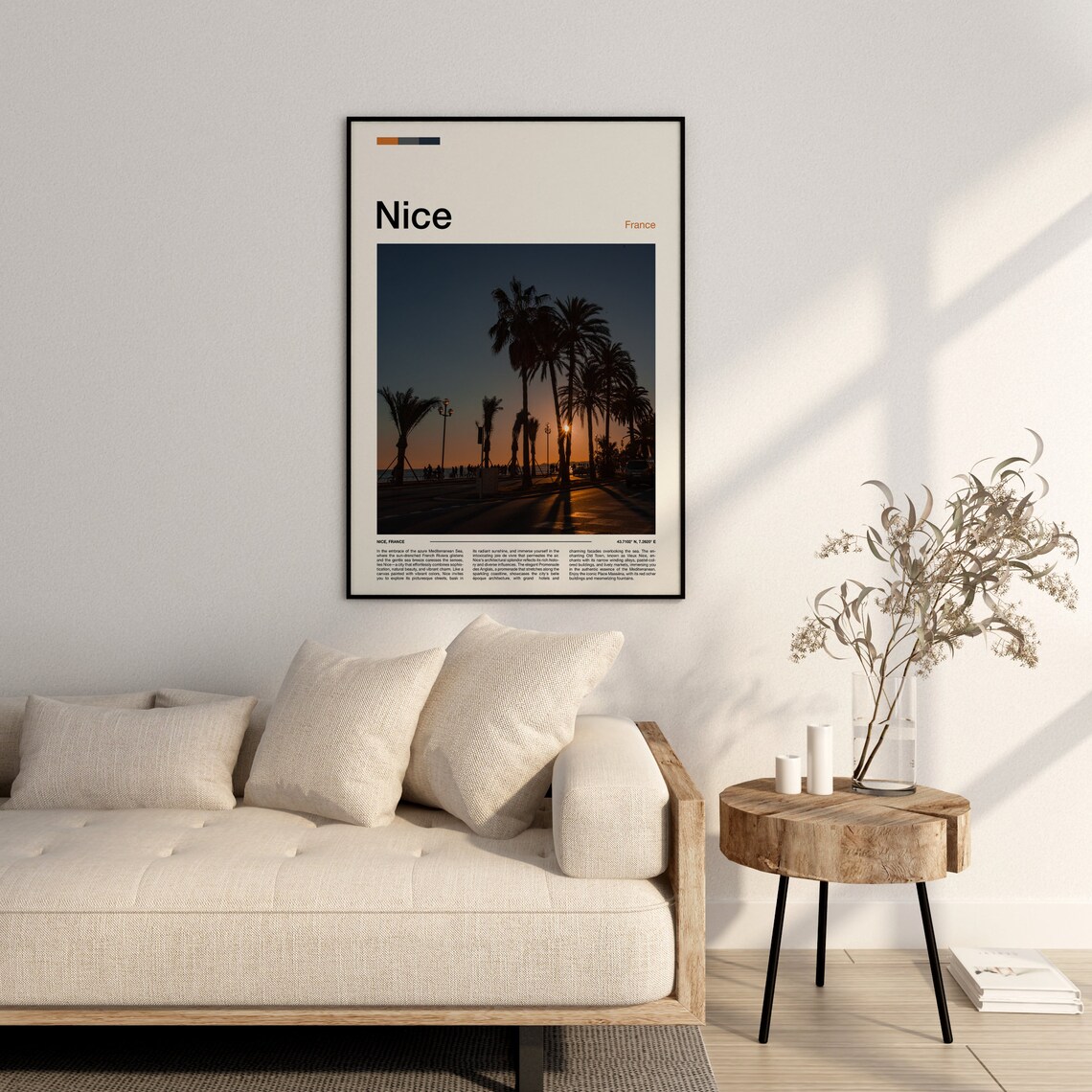 Nice France Sunset Palm Promenade Riviera Mediterranean Coast Poster - Image 2