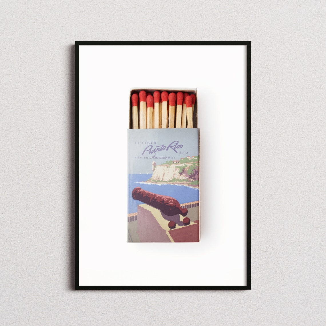 Vintage Puerto Rico Matchbox Print Puerto Rico Print Puerto Rico Poster Puerto Rico Wall Art Puerto Rico Art Print Vintage Art