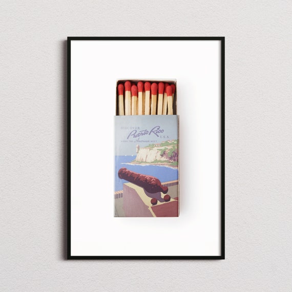 Vintage Puerto Rico Matchbox Print Puerto Rico Print Puerto Rico Poster Puerto Rico Wall Art Puerto Rico Art Print Vintage Art