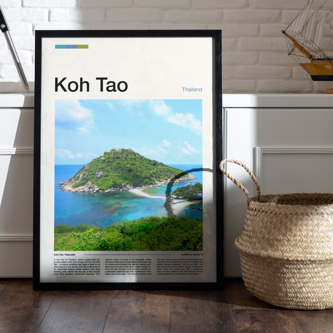 Koh Tao Thailand Tropical Island Turquoise Bay Aerial Travel Poster - Image 4