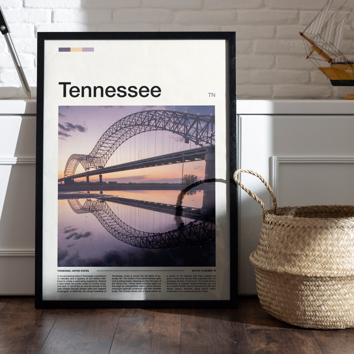 Tennessee Memphis Mississippi River Bridge Sunset Reflection Poster - Image 5