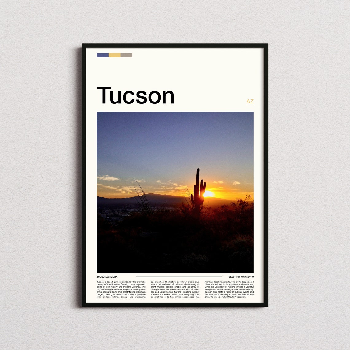 Tucson Arizona Saguaro Cactus Sunset Silhouette Travel Poster
