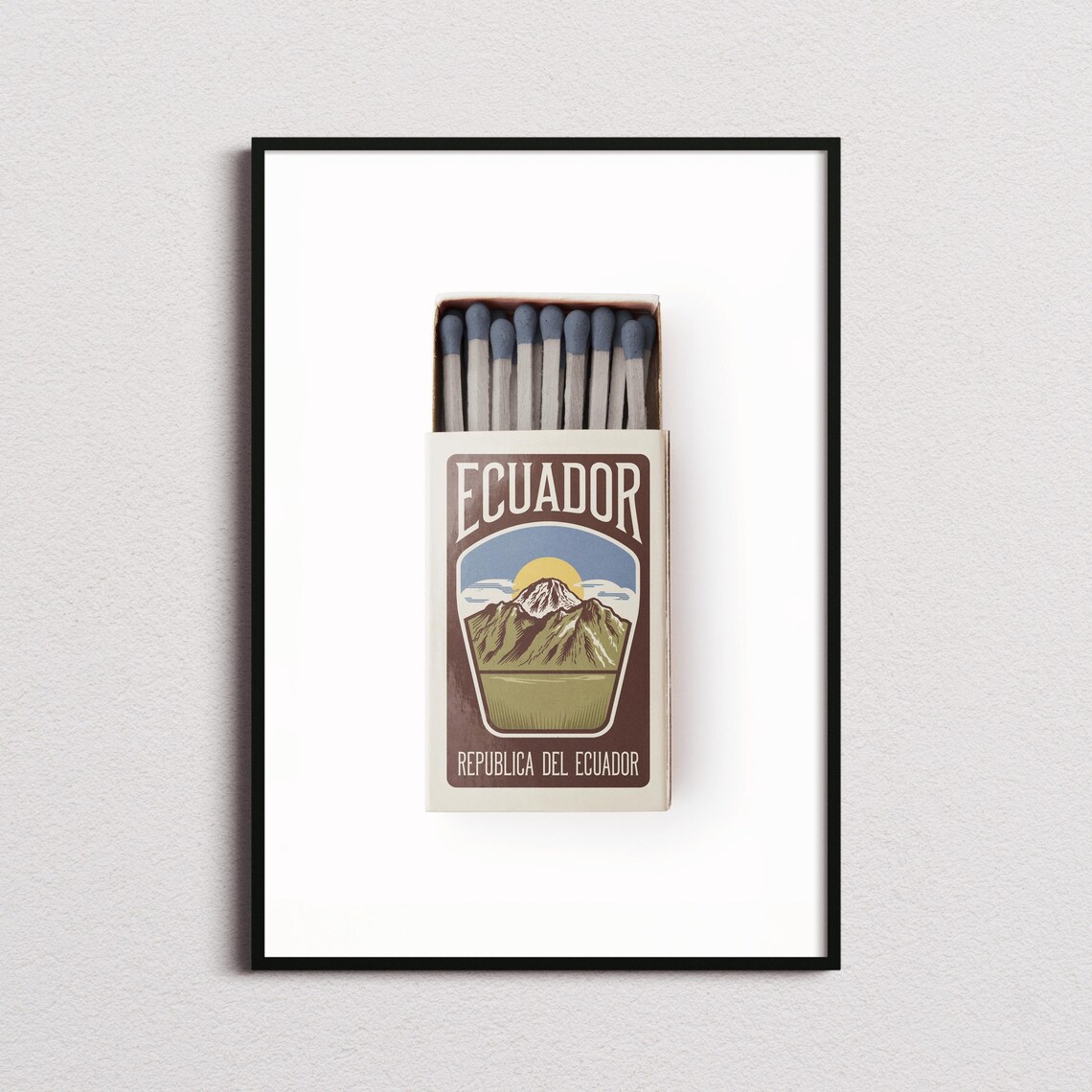 Ecuador Matchbox Andes Mountain Sun Vintage Travel Art Poster