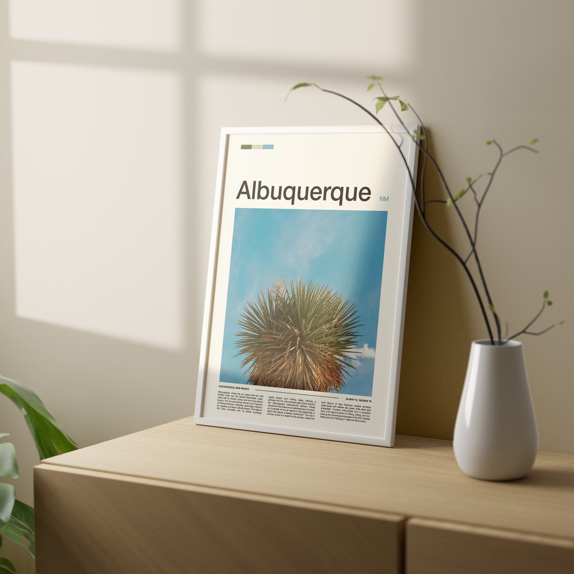 Albuquerque New Mexico Desert Yucca Plant Blue Sky Travel Poster - Image 2