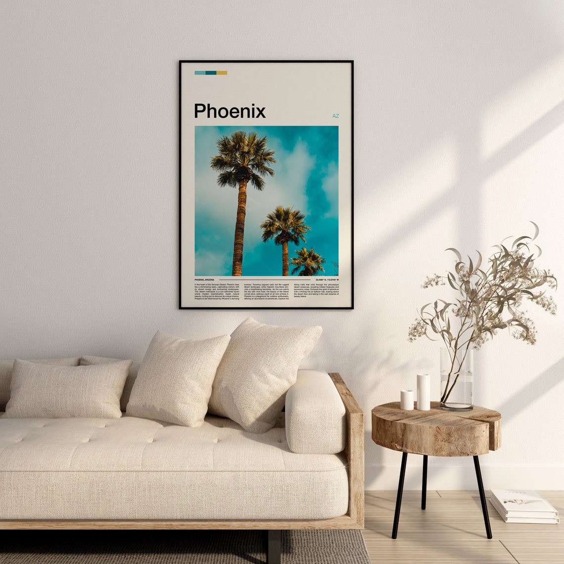 Phoenix Arizona Palm Trees Sunny Blue Sky Photo Poster Desert Art - Image 3