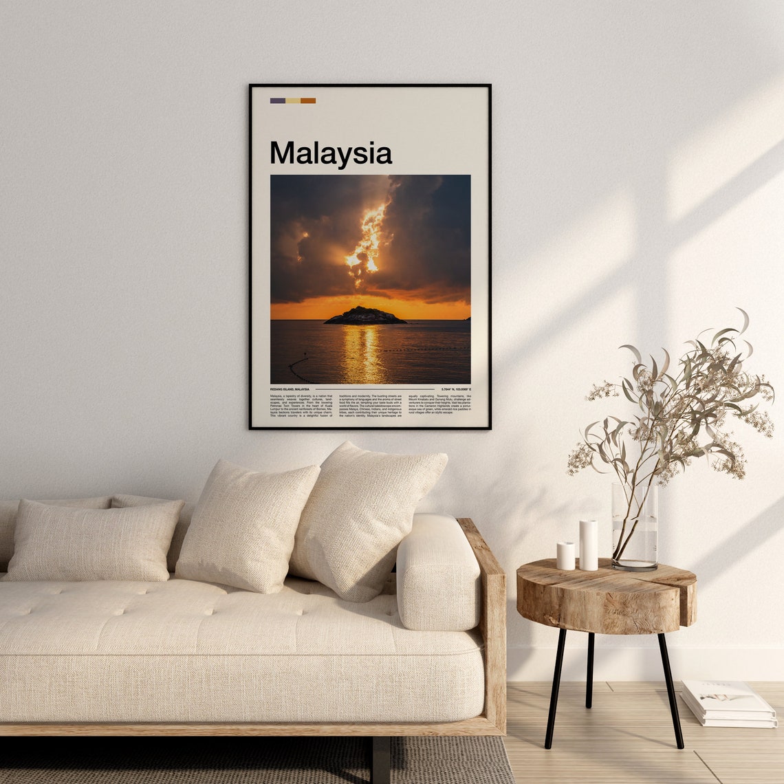 Malaysia Redang Island Sunset Rocky Isle Golden Clouds Poster - Image 3