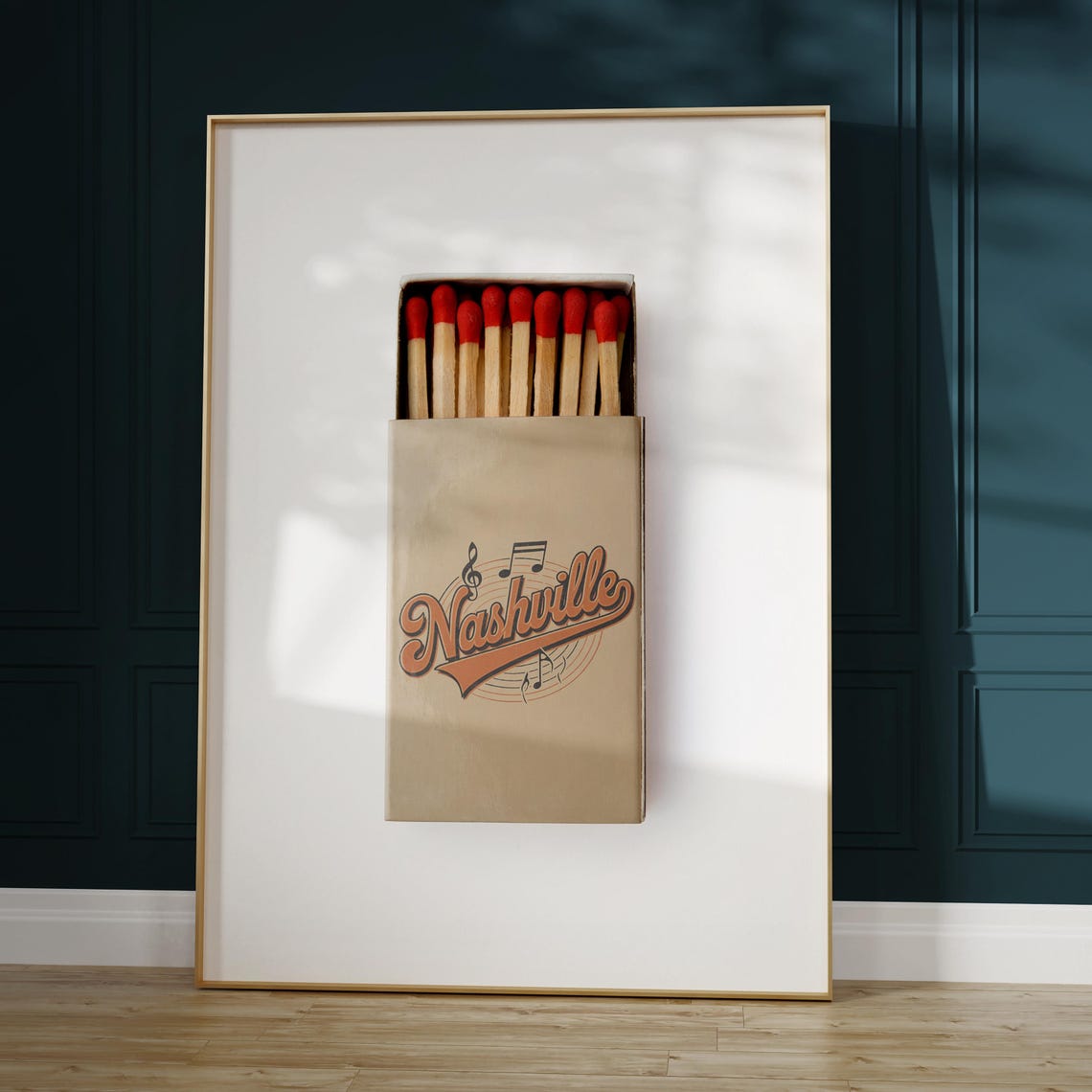 Nashville Tennessee Music City Matchbox Retro Script Logo Art Poster - Image 3
